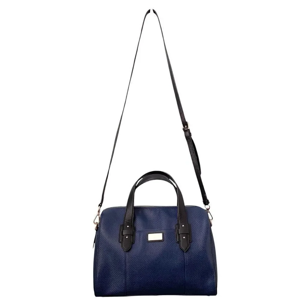 Vintage Cole Haan Blue Satchel/Crossbody with Black Trim & Gold Hardware in OS